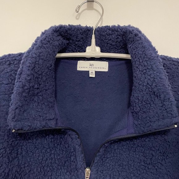 Cozy Teddy Bear Sherpa Poncho – Navy Blue NWT - Picture 2 of 10